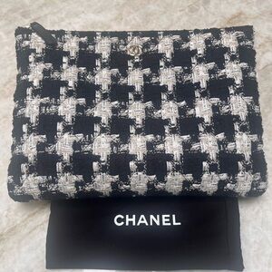 CHANEL Tweed Quilted Cosmetic Pouch